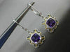 ESTATE 1.78CT DIAMOND & AMETHYST 14KT 2 TONE GOLD SQUARE ETOILE HANGING EARRINGS
