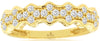 .38CT DIAMOND 14KT YELLOW GOLD 3D MULTI FLOWER SEMI BEZEL PAVE ANNIVERSARY RING