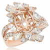 LARGE 2.1CT DIAMOND 18K ROSE GOLD OVAL MARQUISE & ROUND SEMI MOUNT COCKTAIL RING