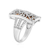 LARGE .19CT DIAMOND 14K ROSE & WHITE GOLD 3D MULTI HEART OPEN FILIGREE LOVE RING