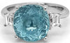 6.61CT DIAMOND & AAA PARAIBA TOURMALINE 18KT WHITE GOLD 3D ROUND & BAGUETTE RING
