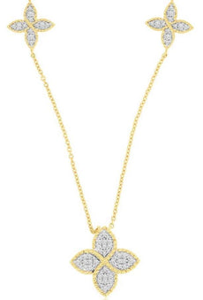 .33CT DIAMOND 14KT YELLOW GOLD FLOWER DOUBLE INFINITY BY THE YARD LOVE NECKLACE