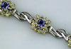 4.25CT DIAMOND & AAA TANZANITE 14KT 2 TONE GOLD PRINCESS & ROUND TENNIS BRACELET