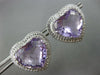LARGE 25.55CT DIAMOND & AAA AMETHYST 14K WHITE GOLD HEART SHAPE CLIP ON EARRINGS