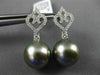 .42CT DIAMOND & AAA TAHITIAN PEARL 18K WHITE GOLD OPEN FILIGREE HANGING EARRINGS