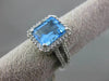 ESTATE 6.40CTW DIAMOND & AAA BLUE TOPAZ 14KT WHITE GOLD 3D HALO DOUBLE RING
