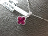 SMALL .78CT DIAMOND & AAA RUBY 18KT WHITE GOLD INVISIBLE 4 LEAF CLOVER PENDANT