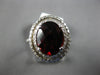LARGE 3.24CT DIAMOND & AAA GARNET 14KT WHITE GOLD OVAL & ROUND DOUBLE HALO RING