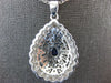 ESTATE LARGE 1.32CT DIAMOND & AAA SAPPHIRE 14KT WHITE GOLD 3D TEAR DROP PENDANT