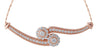 LARGE .75CT DIAMOND 14K ROSE GOLD 3D DOUBLE FLOWER CRISS CROSS BAR LOVE NECKLACE