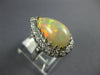 ANTIQUE LARGE 2.75CT DIAMOND & AAA OPAL 14KT WHITE GOLD 3D PEAR SHAPE RING #1049
