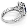 4.98CT DIAMOND & AAA SAPPHIRE 18K WHITE GOLD EMERALD CUT & ROUND ENGAGEMENT RING