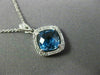ESTATE 1.92CT DIAMOND & AAA BLUE TOPAZ 14K WHITE GOLD 3D FILIGREE ETOILE PENDANT