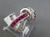 ESTATE LARGE 1.78CT DIAMOND & AAA RUBY 14K WHITE GOLD ROUND & PRINCESS FUN RING