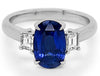 3.15CT DIAMOND & AAA SAPPHIRE 18KT WHITE GOLD EMERALD CUT & OVAL ENGAGEMENT RING