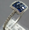 ESTATE .74CT DIAMOND & AAA SAPPHIRE 18KT WHITE GOLD PRINCESS & ROUND SQUARE RING