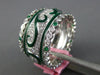 WIDE 1.60CT DIAMOND & AAA EMERALD & GREEN ENAMEL 18KT WHITE GOLD ETERNITY RING