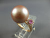 EXTRA LARGE .58CT DIAMOND & PINK SAPPHIRE & SOUTH SEA PEARL 18KT ROSE GOLD RING