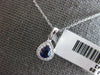 SMALL .52CT DIAMOND & AAA SAPPHIRE 18KT WHITE GOLD PEAR SHAPE FLOATING PENDANT