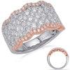 LARGE 2.64CT DIAMOND 14KT WHITE & ROSE GOLD MULTI ROW PAVE HALO ANNIVERSARY RING