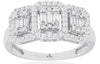 .66CT DIAMOND 14KT WHITE GOLD 3D ROUND & BAGUETTE PAST PRESENT FUTURE LOVE RING