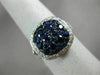 ESTATE LARGE DIAMOND & AAA SAPPHIRE 14KT WHITE GOLD 3D CLASSIC CLUSTER HALO RING