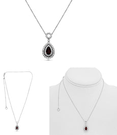 1.58CT DIAMOND & AAA RUBY 18K WHITE GOLD 3D PEAR SHAPE & ROUND LOVE NECKLACE