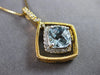 LARGE 1.65CT DIAMOND & AAA AQUAMARINE 14KT 2 TONE GOLD CUSHION & ROUND PENDANT