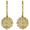 ESTATE .84CT DIAMOND 14KT YELLOW GOLD 3D MULTI FLOWER PAVE FUN HANGING EARRINGS