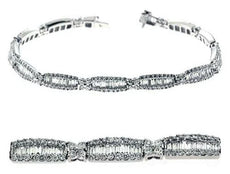 5.37CT DIAMOND 14KT WHITE GOLD ROUND & BAGUETTE  X LOVE ETERNITY TENNIS BRACELET