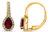 1.23CT DIAMOND & AAA RUBY 18KT YELLOW GOLD PEAR SHAPE & ROUND HANGING EARRINGS