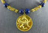 ESTATE LARGE AAA LAPIS 18KT YELLOW GOLD 3D CLASSIC FILIGREE DRAGON FUN NECKLACE