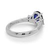 2.96CT DIAMOND & AAA SAPPHIRE 18KT WHITE GOLD 3D OVAL EMERALD CUT & ROUND RING