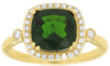 2.33CT DIAMOND & AAA RUSSALITE 14KT YELLOW GOLD 3D CUSHION SQUARE HALO FUN RING