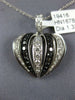 ESTATE 1.33CT WHITE & BLACK DIAMOND 18KT WHITE GOLD 3D PUFF HEART PENDANT
