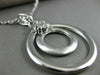LARGE .19CT DIAMOND 18K WHITE GOLD 3D DOUBLE CIRCLE MATTE & SHINY FLOWER PENDANT