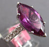 ESTATE EXTRA LARGE 7.41CT DIAMOND & AAA RHODOLITE 18K WHITE GOLD ENGAGEMENT RING