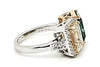 8.29CT WHITE & FANCY YELLOW DIAMOND & AAA EMERALD 18KT 2 TONE GOLD 2 STONE RING