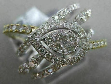ESTATE LARGE 1.40CT DIAMOND 14K 2 TONE GOLD 3D CRISS CROSS HALO ANNIVERSARY RING