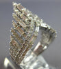 ESTATE LARGE 1.35CT DIAMOND 14KT WHITE GOLD ROUND & BAGUETTE V SHAPE CROWN RING