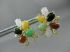 ANTIQUE LARGE AAA MULTI GEM & 14KT YELLOW GOLD FLORAL CLIP ON EARRINGS #22621
