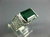 ESTATE 3.84CT DIAMOND & AAA EMERALD 18KT WHITE GOLD 3D SQUARE ENGAGEMENT RING