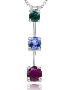 .86CT MULTI GEMS 14KT WHITE GOLD 3D PAST PRESENT FUTURE JOURNEY FLOATING PENDANT