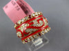 WIDE 1.6CT DIAMOND & AAA RUBY & RED ENAMEL 18KT ROSE GOLD FILIGREE ETERNITY RING