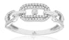 ESTATE .25CT DIAMOND 14KT WHITE GOLD 3D ROUND LOVE KNOT 3 STONE OVAL LOVE RING