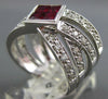 LARGE 1.52CT DIAMOND & AAA RUBY 14K WHITE GOLD 3D PRINCESS CRISS CROSS LOVE RING