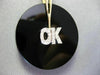 ANTIQUE EX LARGE DIAMOND & AAA BLACK ONYX 14KT 2 TONE GOLD " OK " PENDANT #20444