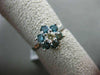 ESTATE .68CT WHITE & BLUE DIAMONDS 14KT WHITE GOLD 3D FLOWER SOLITAIRE LOVE RING