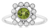 .69CT DIAMOND & AAA PERIDOT 14KT WHITE GOLD 3D ROUND FILIGREE SQUARE FLOWER RING