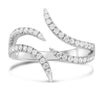 ESTATE .51CT DIAMOND 14KT WHITE GOLD 3D CLASSIC 2 ROW CRISS CROSS SNAKE FUN RING